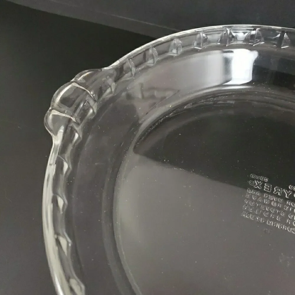 Pyrex Pie Plate 229 23cm #18 Fluted Deep Dish Clear Glass Bakeware VTG MCM